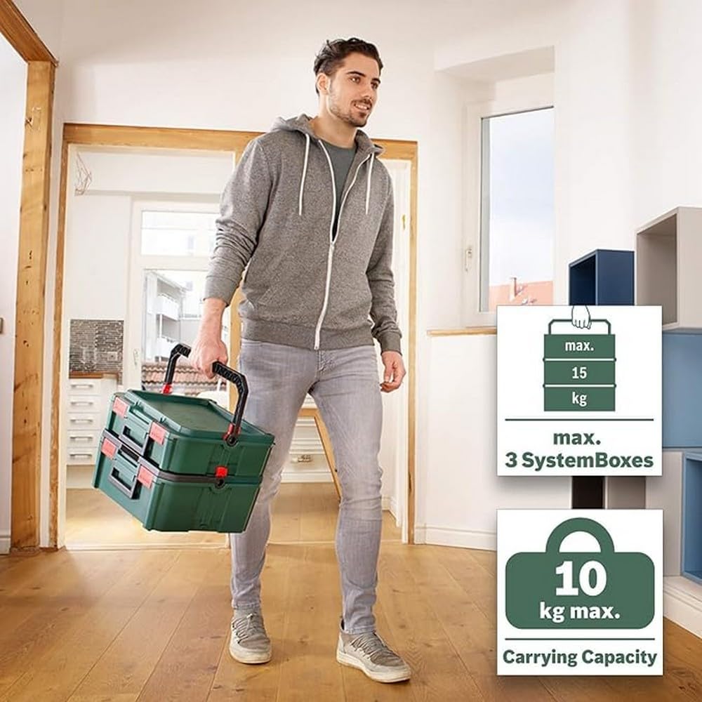 Bosch Home and Garden 1600A01SR4 Power Tools, SystemBox |Size M, Compatible with Bosch Accessory Box Small and Medium, in Sleeve, Green, M