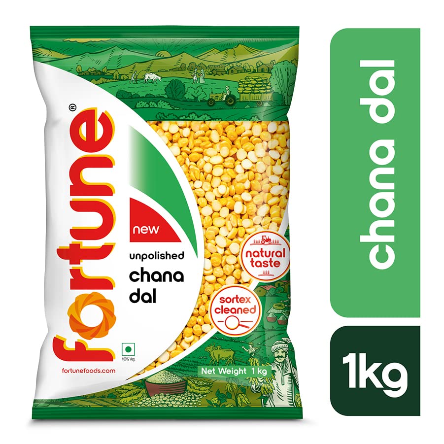 Fortune Chana dal, 1 kg, Unpolished and Sortex cleaned
