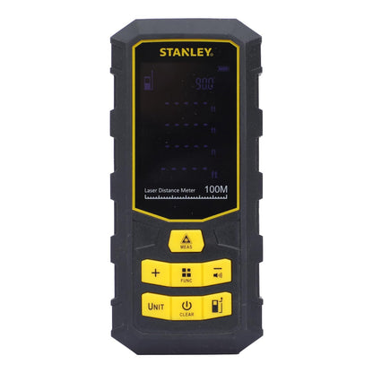 STANLEY STHT77803-A Professional Black Laser Distance Meter - 100 M, ±2.0mm Accuracy, Comes with 3 * 1.5V AAA Batteries, IP40 Dust & Water-Splash Rating, Ideal for Area & Volume Measurement