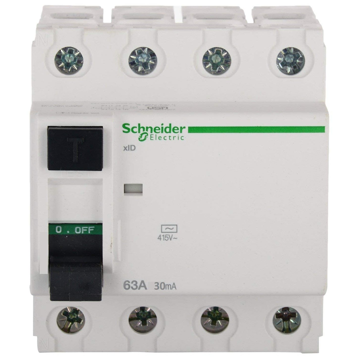 Schneider Electric 63A 4-Pole RCCB 30mA | Residual Current Circuit Breaker for Shock & Fire Protection | DIN Rail Mount | Reliable Leakage Protection for Home, Commercial & Industrial Use (A9R11463)