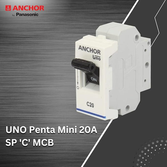 Anchor by Panasonic 65983 UNO Mini Penta Modular 20 Ampere Single Pole C Curve MCB