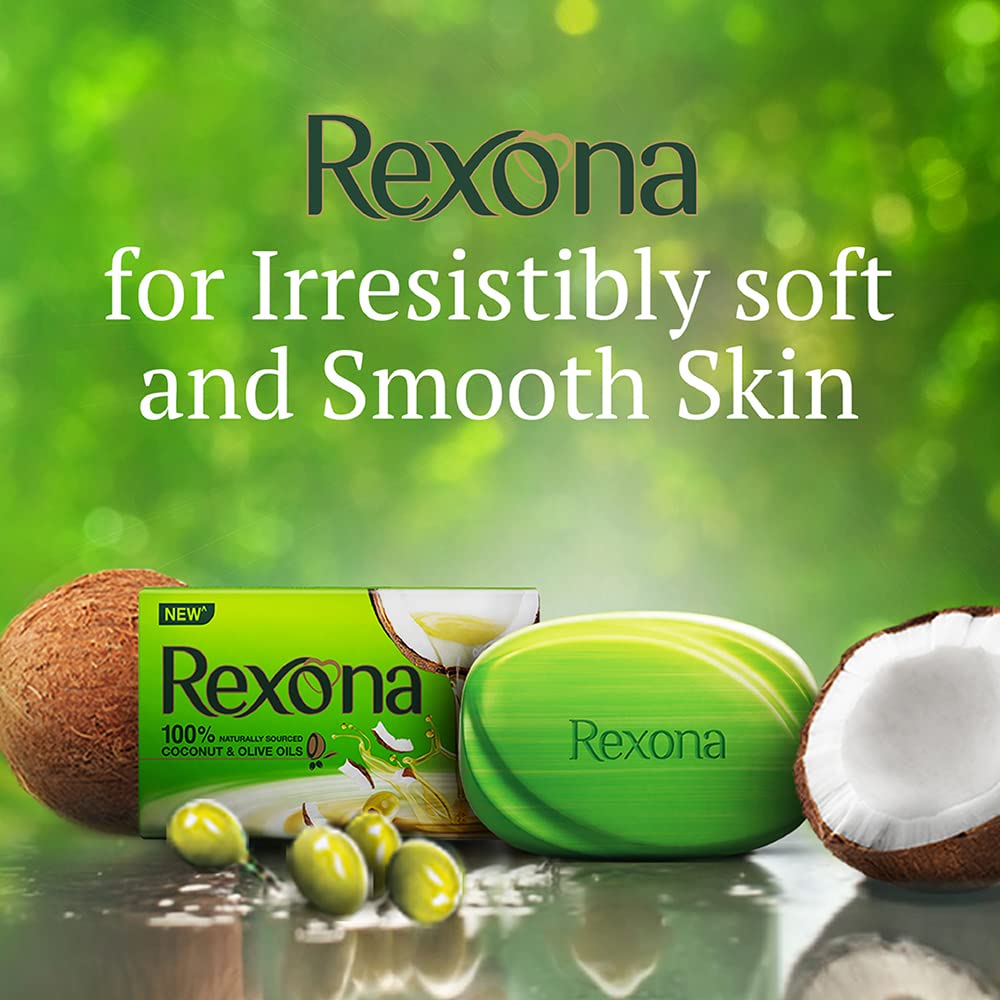 Rexona Coconut and Olive Oil Soap For Silky Smooth Skin(4 * 100g),Pack of 4
