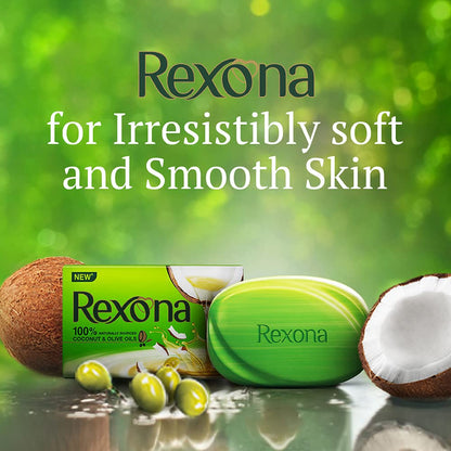 Rexona Coconut and Olive Oil Soap For Silky Smooth Skin(4 * 100g),Pack of 4