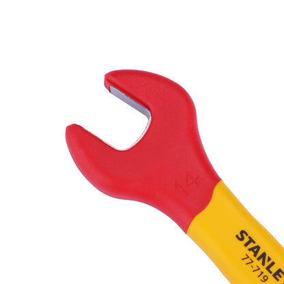 STANLEY STMT77719-23B VDE Insulated Open End Wrench 14mm, Ideal For Repair Of Electric Vehicles, Red and Yellow