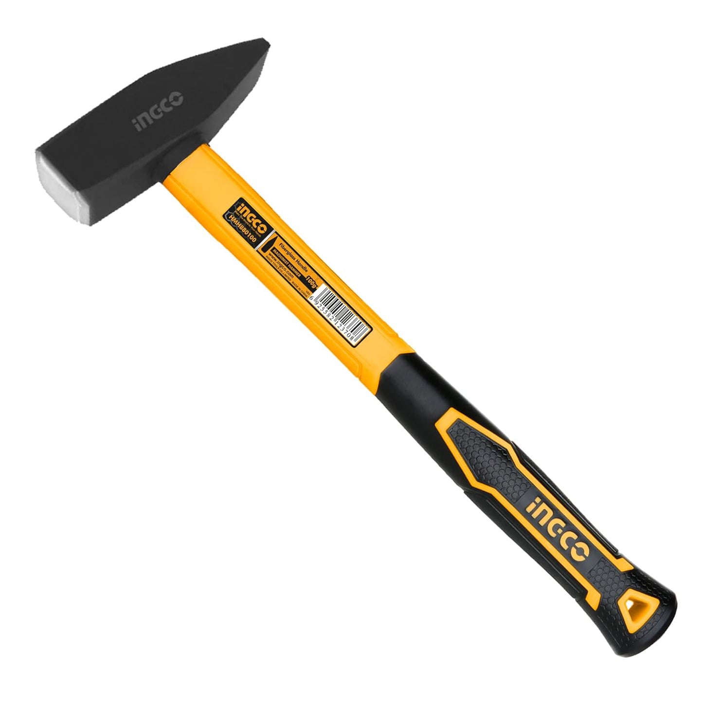 INGCO Professional Machinist Hammer with Fiberglass Handle, Drop-forged hammerhead, Weight: 1000g