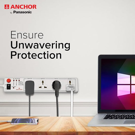 Anchor by Panasonic Spike Guard- 4 Universal Socket with Single Switch - 4 Mtr (22048)