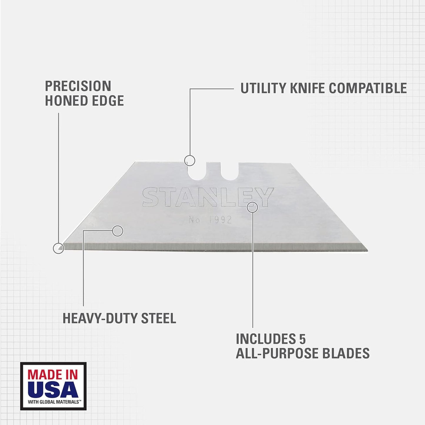 Stanley 11-921L 50-Pack Heavy Duty Utility Blades with Dispenser