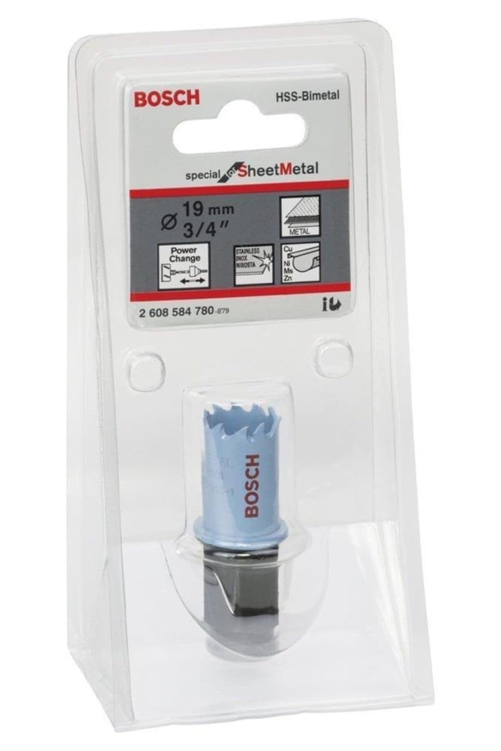Bosch Professional Sheet Metal Holesaw (Bim Holesaws With 8% Cobalt Alloy) 19 Mm, 3/4", Pack Of 1