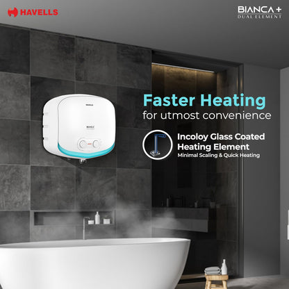 Havells All New Bianca+ 10L 5 Star 3-in-1 Convertible Storage Water Heater(Geyser)|Dual Element|33% Fast Heating|Shock Safe Plug|7 Year Tank & 5 Year element Warranty|Free Installation & Flexi pipe