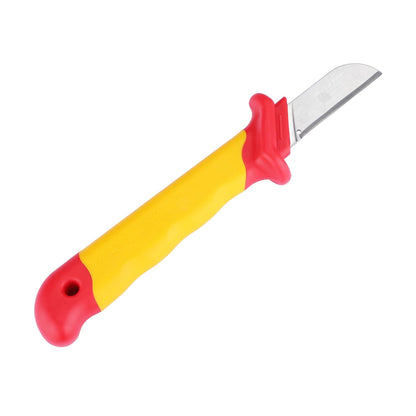 STANLEY STMT77867-23B VDE Insulated Straight Cable Knife 50x180mm, Ideal For Repair Of Electric Vehicles, Red and Yellow