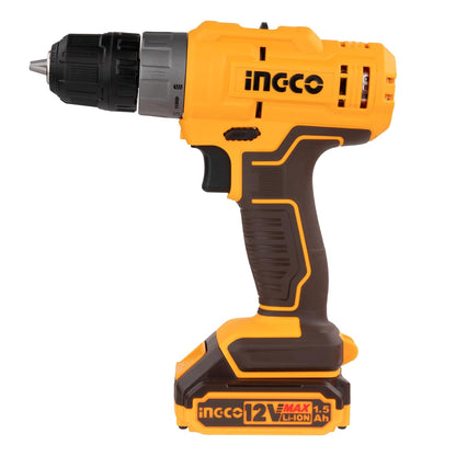 INGCO 12V Lithium-Ion Cordless Drill, CDLI1218, Yellow