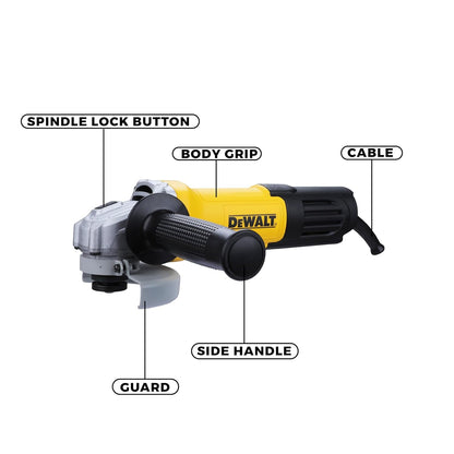 DEWALT DWE750T-IN,750Watt, 4" (100mm) Ultra SLIM Heavy Duty Angle Grinder Engineered For Heavy Duty Applications with Spindle Lock and Toggle Switch, 2 Year Manufacturer Warranty(SIDE HANDLE INCLUDED)