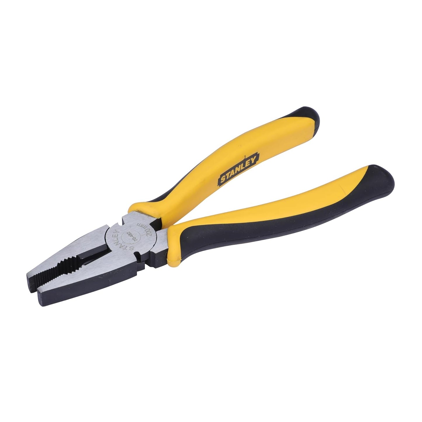 STANLEY 70-482 8'' Sturdy Steel Combination Plier Double Color Sleeve, Anti-Rust, Black Phosphate Finish, Material: C45, Full Body Hardened, Used for Gripping, Twisting, Bending and Wire Cutting