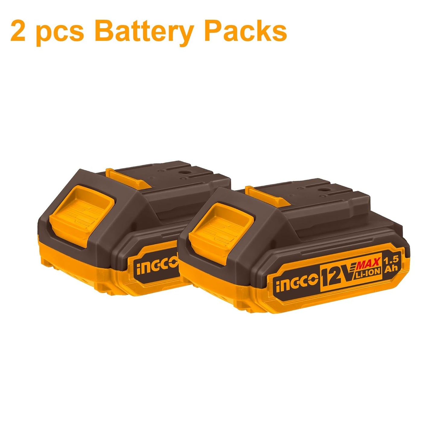 Ingco 12V Cordless Drill With 2 Pcs Batteryies, Charger, Plastic Chuck, 1 Pcs Drill Bit, 25Nm, 1500 Rpm, 0.8-10Mm, 5+1 Torque, Variable Speed, Led, Yellow,Brown