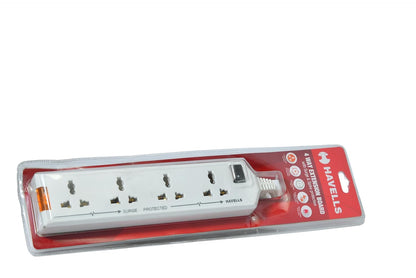 Havells 4 Way Extension Board With Surge & Spike Protection|For Power Requirements Up To 1440W |1.5 Mtr ISI Certified Copper Wire| LED Indicator | Rating -6A, 240V | Home & Office Use, 10 Volts