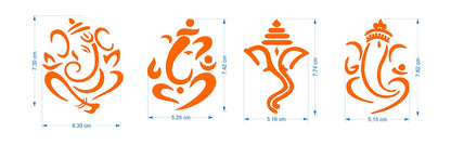 Akshar Arts Bhuwana  Vinyl Orange Lord Ganesh Self-Adhesive Sticker For Car, Scooter And Bikes