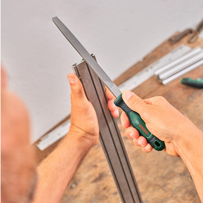 BOSCH 5-Piece File Set 200mm Durable Carbon Steel Files With Ergonomic Handles, Perfect For Metal Crafting, Deburring, And Smoothing Surfaces