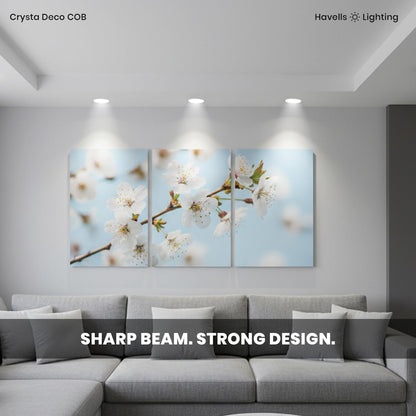 Havells Crysta Deco Cob 7W 6K Sand Gold,Led-Spotlights,Energy Efficient,Long Life of 25000 Burning Hours,Beam Angle of 36°,Metal Body Cob with Independent Driver,Cool Daylight (6500K)