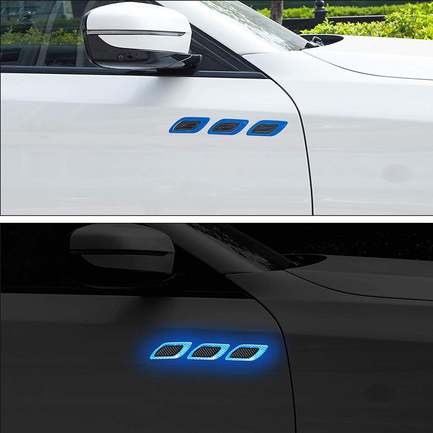 Akshar Arts Bhuwana 3D Strong Reflective Stripe Stickers for Car Fender Hood Bumper High-Intensity Night Visibility Reflective Decal Safety Warning Universal Anti-Scratch Reflective Stickers for Car (Blue)