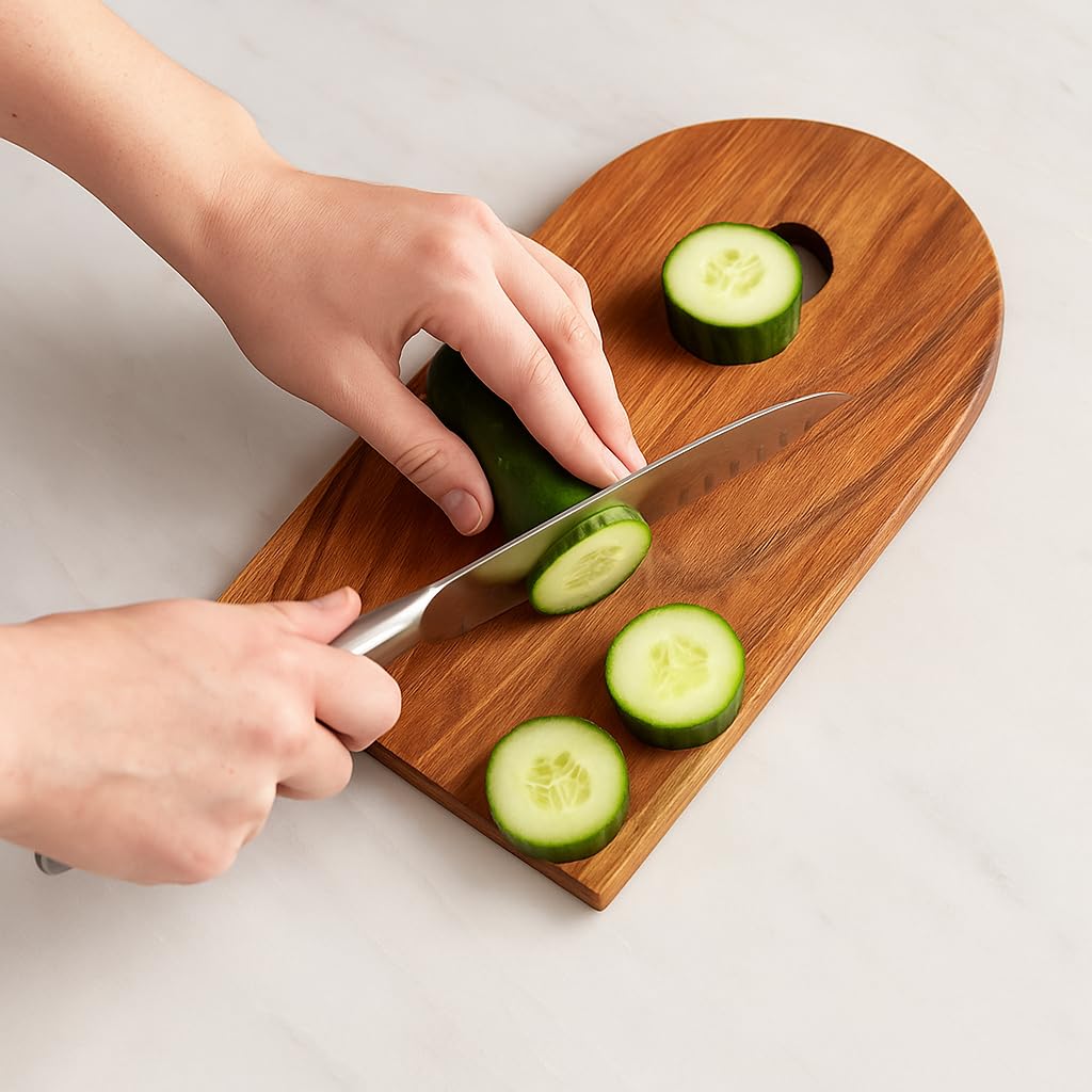 Udaipur Handicrafts Acacia Wood Chopping Board/Cutting Board/Multipurpose Serving Tray, 40.64cm x 23cm x 1.5cm, 1-Piece, Brown | Durable Wooden Kitchen Board for Chopping, Slicing & Serving