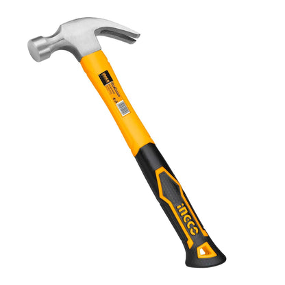 INGCO Claw Hammer, Professional Claw Hammer, 8oz/220g | 45# Carbon Steel, Heat Treatment Drop-Forged Hammerhead for Pulling nails, Prying Boards, Demolition work, Splitting Wood