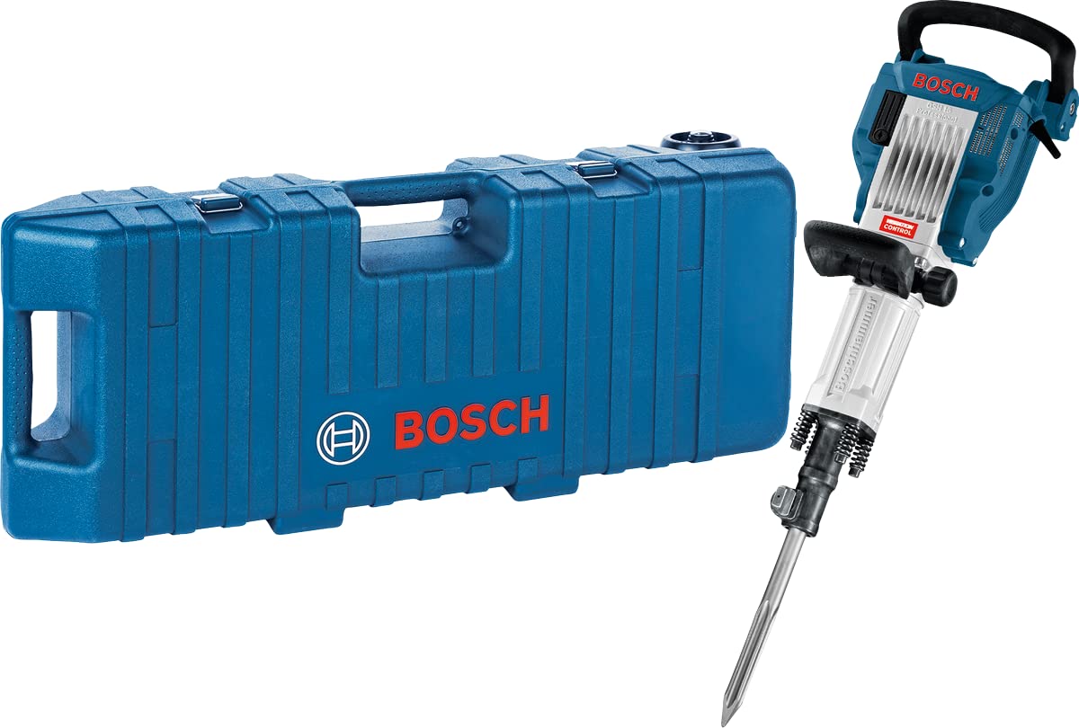 Bosch GSH 16-30 Heavy Duty Corded Electric Demolition Breaker with Hex,1,750W,300 BPM,41J,16.9 Kg,Vibration Control + 1 Pointed Hex Chisel,30 Mm Hex Shank,& Carrying Case,1 Year Warranty,Multicolour