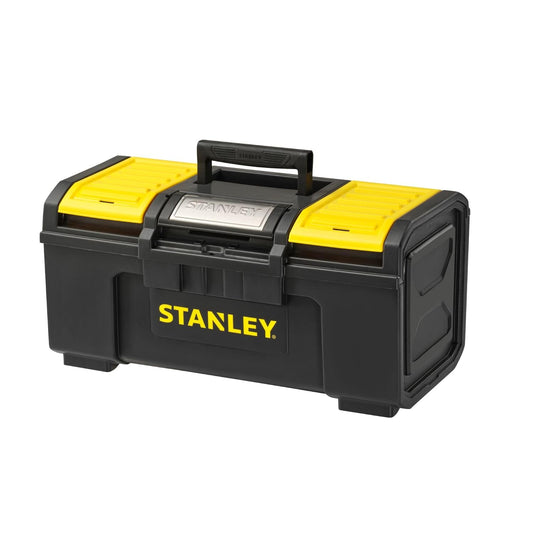 STANLEY 1-79-217 19" One-Touch Heavy-Duty Portable Plastic Tool Box With Removable Tray for Easy & Convenient Storage, 25 Kg Load Capacity, 1 Year Warranty, YELLOW & BLACK, 26.6x48.6x23.6 cm