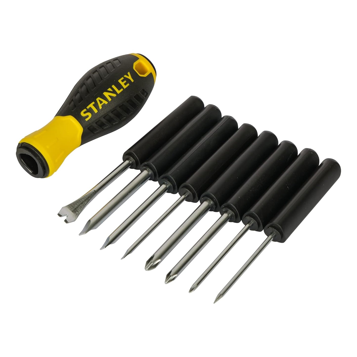 STANLEY STHT62511 9-Way Screwdriver Set with Storage Case for Home, DIY, Professional & Industrial Use Ideal for Carpentry, Construction, Mechanical, Electrical & Plumbing Tasks, YELLOW & BLACK
