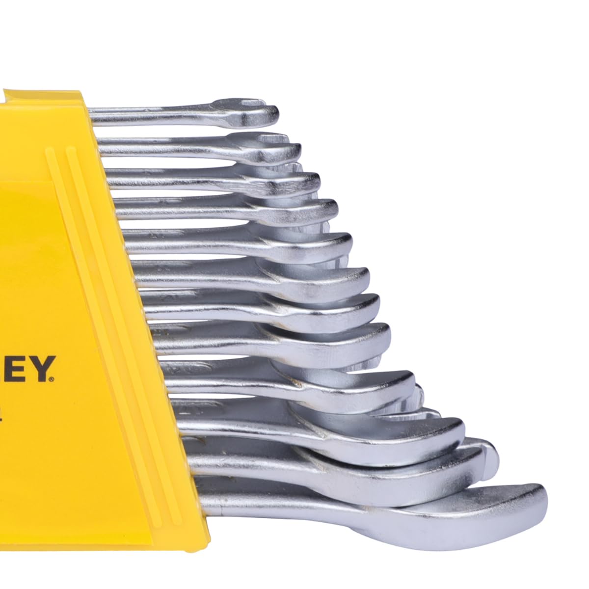 STANLEY 70-964E 12-Piece Combination Spanner Set With Maxi-Drive System, 6mm to 22mm, Chrome-Vanadium Steel, Anti-Slip Design on Open End, Anti-Rust, Matt Finish, Silver