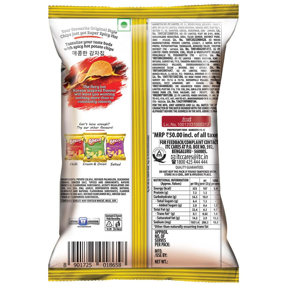 Bingo Original Style Hot & Spicy Korean Style, 90 gram/85g(Weight may vary)