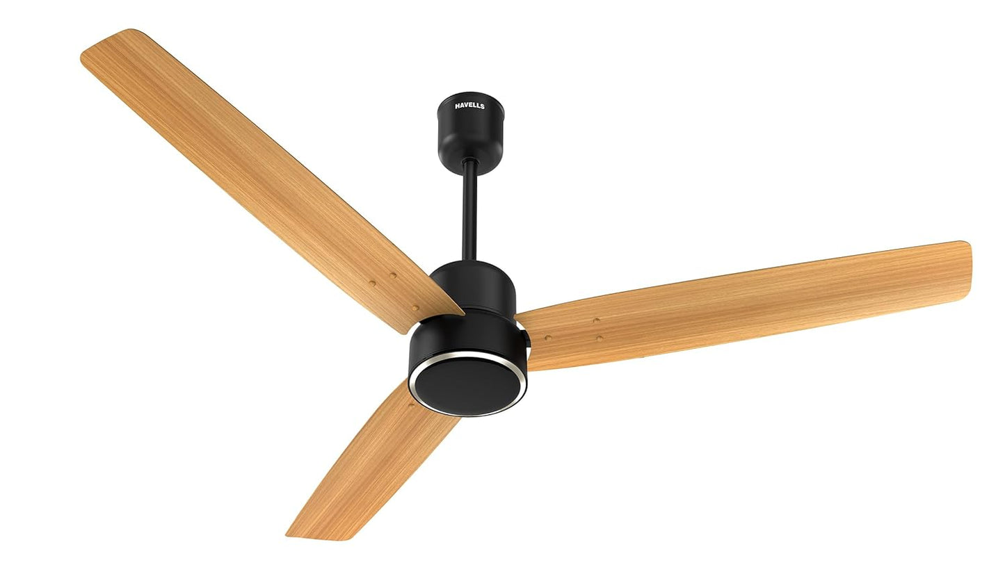 Havells FAB PRO BLDC 1200mm Ceiling Fan with 100% Pure Copper Motor | 5 Star Rating | Remote Controlled|Watt: 30|Air Flow: 225 cmm|Speed: 350 RPM| 3 Years Manufacturer Warranty(Pearl Wood Matt Black)