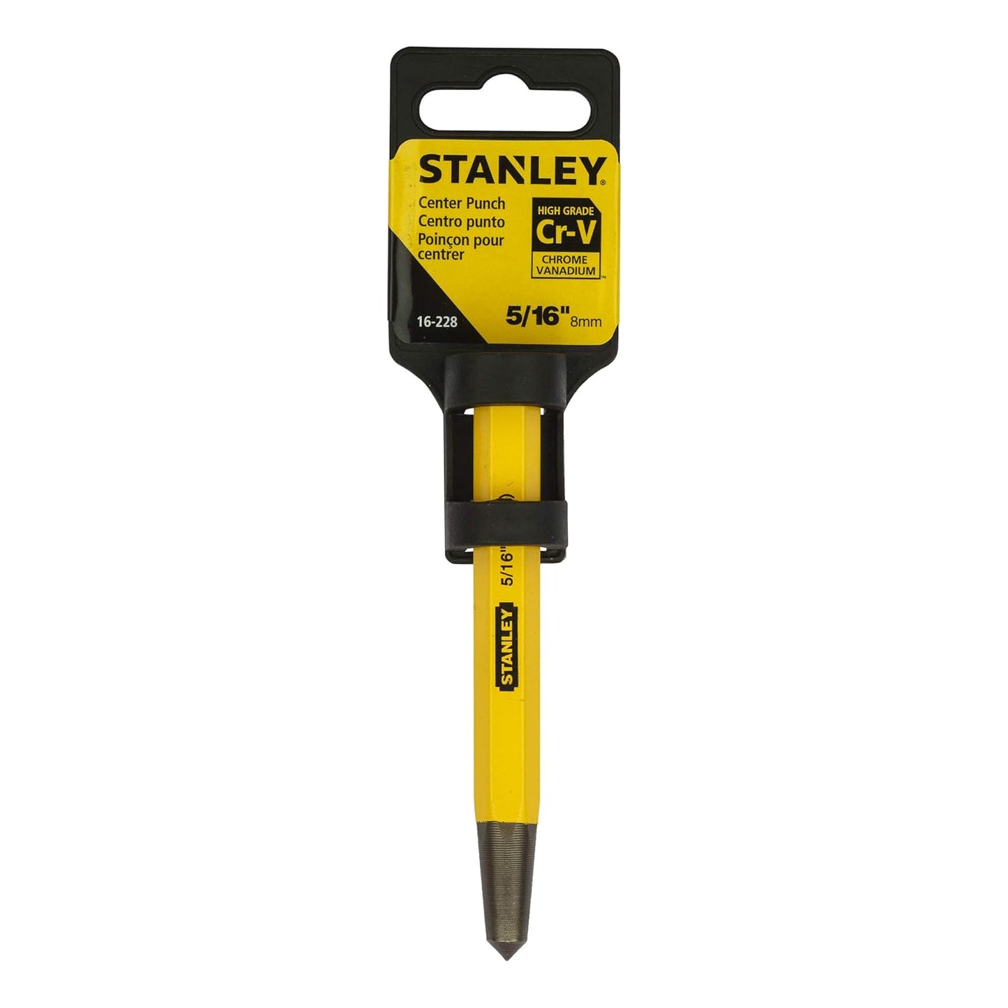 STANLEY 16-228 Center Punch-8mm-5/16''x115mm-4/12'', Yellow and Black