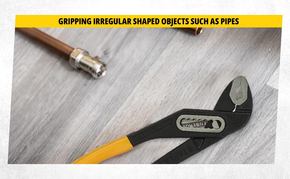 STANLEY 71-669 10 in.(250mm) Water Pump Plier Box Joint Curve Steel, Used for Holding Nuts & Bolts and Gripping Irregular Shaped Objects, DIN/ASO/ANSI Compliant