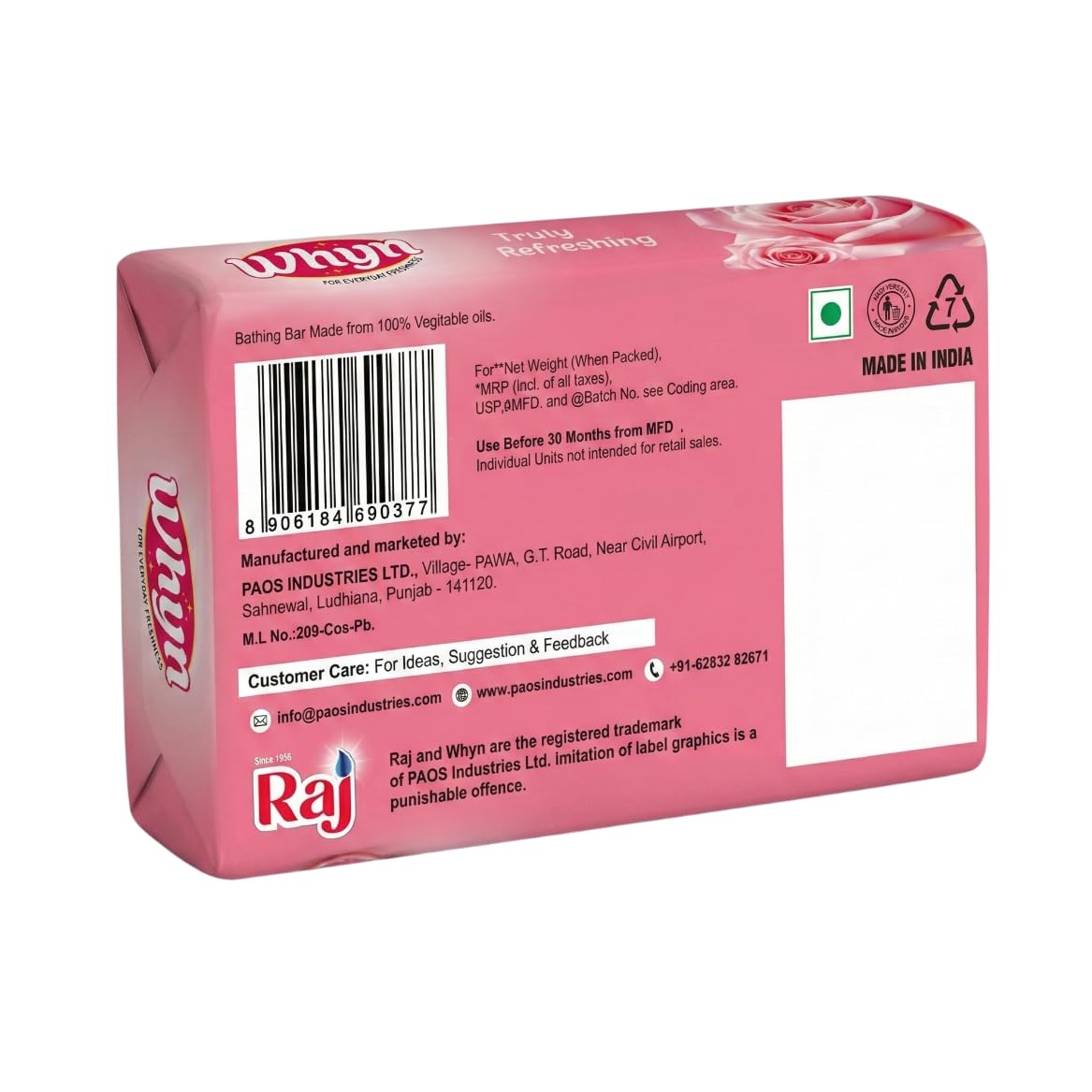 Bathing Soap Fresh Rose, 1kg (100g Pack of 10) – Natural Fragrance Bar for Soft & Glowing Skin, Long-Lasting Freshness