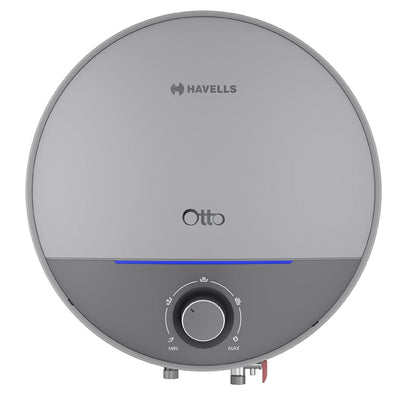 Havells Otto 25 Litre Storage Water Heater(Geyser)| Temp. Sensing LED Indicator| Anti Rust Tank | With Shock Safe Plug| 5 Star|Warranty: 7 Year on Tank| Free Installation & Flexi Pipes (Silver Grey)