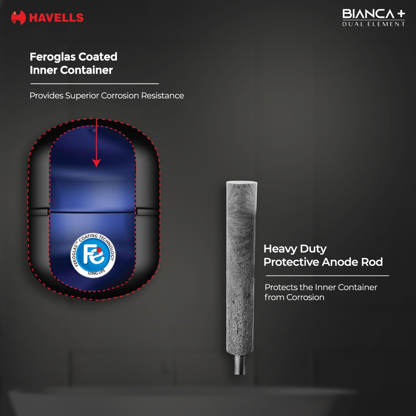 Havells All New Bianca+ 10L 5 Star 3-in-1 Convertible Storage Water Heater(Geyser)|Dual Element|33% Fast Heating|Shock Safe Plug|7 Year Tank & 5 Year element Warranty|Free Installation & Flexi pipe