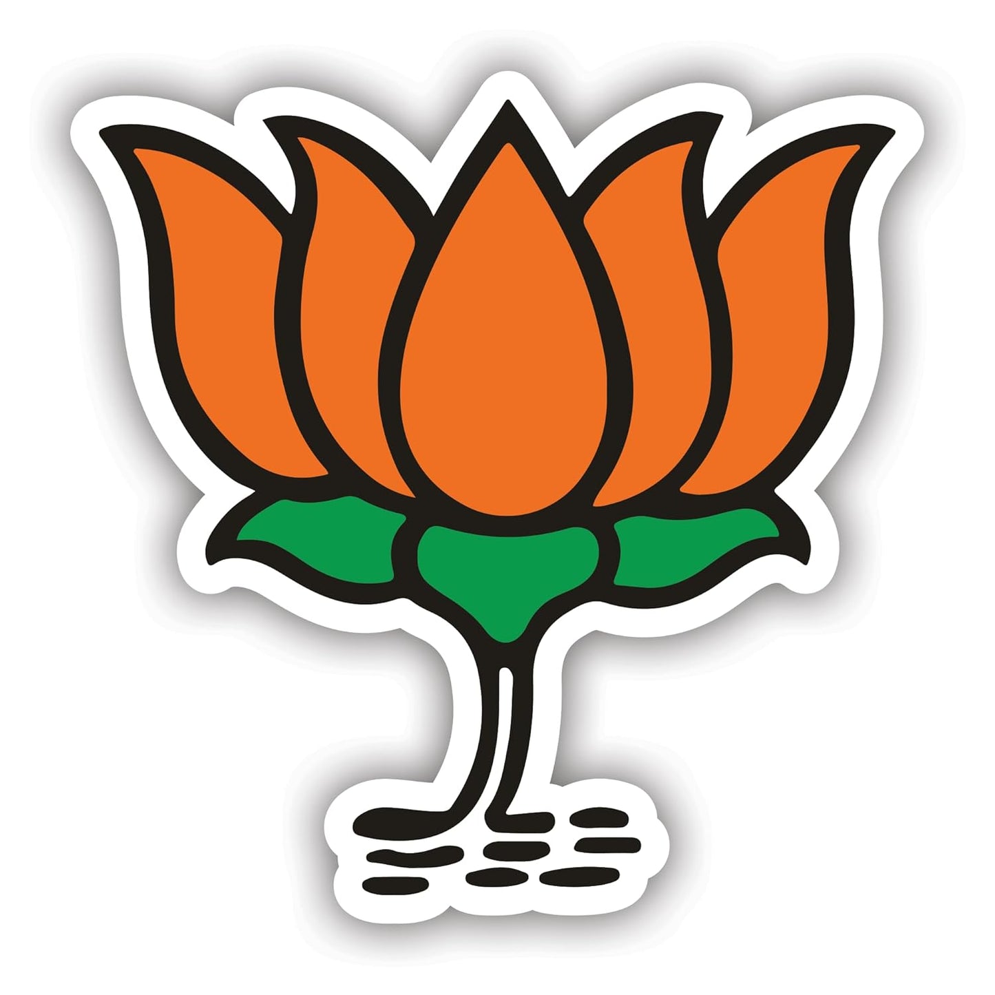Akshar Arts Bhuwana BJP Party Logo Sticker & Decal for Car & Bike (Orange, Green, 7 cm x 6 cm) - Durable Vinyl, Easy Application (Pack of 3)
