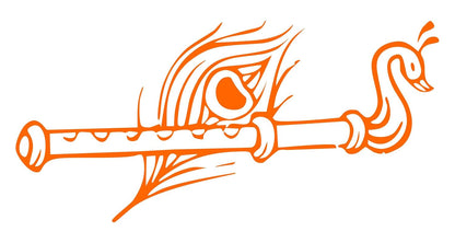 Akshar Arts Bhuwana Krishna Flute Wall Car Glass Glossy Vinyl Sticker 7 x 3.5 Inches Orange