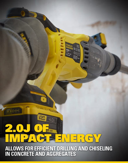 STANLEY FATMAX SBH900M2K-B1 20V 4.0Ah 20 mm Cordless Brushless Rotary Hammer With 2x4.0Ah Li-ion Batteries & 1pc Charger