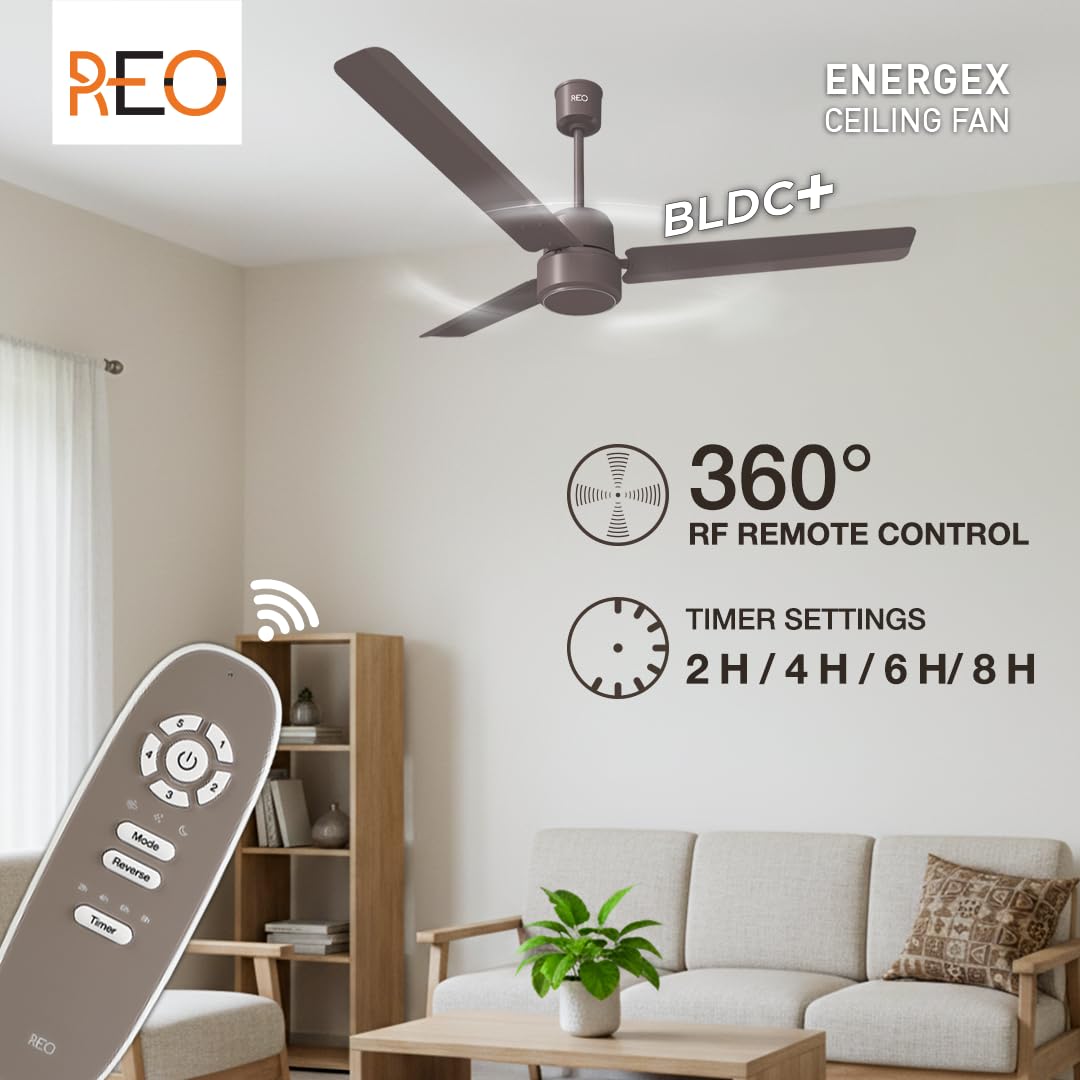 Havells REO Energex BLDC 1200MM Ceiling Fan "Fixed Price Always" | Air Flow: 220 CMM| Speed: 350 RPM| Reverse Rotation Mode| Timer Setting| 2 Year Door Step Warranty By Manufacturer (Stone Grey)