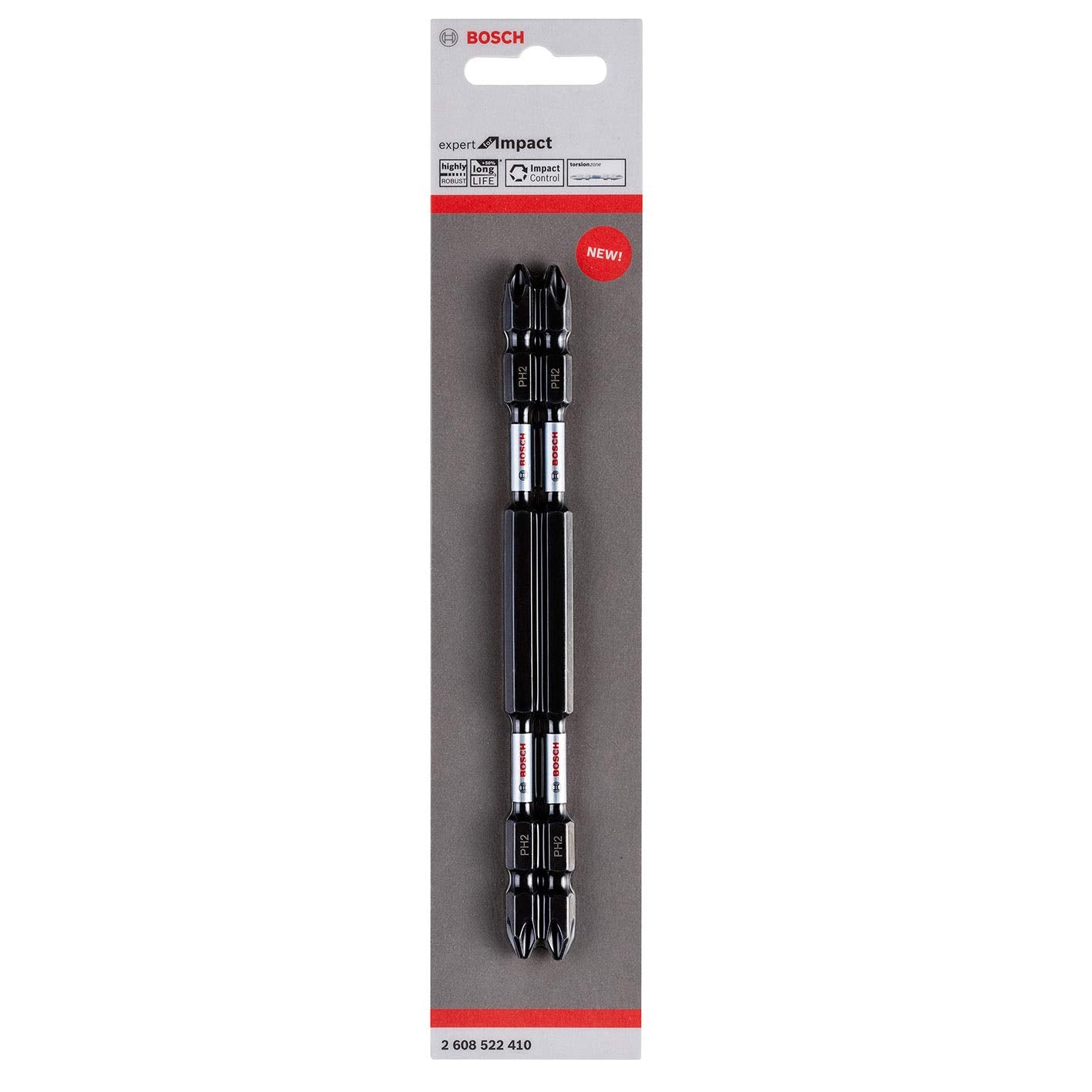 Bosch Professional Impact, Double Ended Screwdriver Bits, Type Ph2-Ph2, Length 150mm, With Black Oxide Suitable For Impact Drivers, Pack Of 2