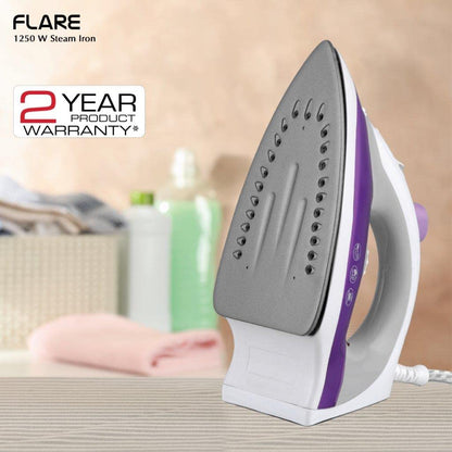 Havells Plastic Flare 1250 Watts Steam Iron With Vertical & Horizontal Ironing | Teflon Coated Sole Plate| Powerful Mist Spray With 3 Functions| 360° Swivel Cord|2 Years Manufacturer Warranty (Purple)