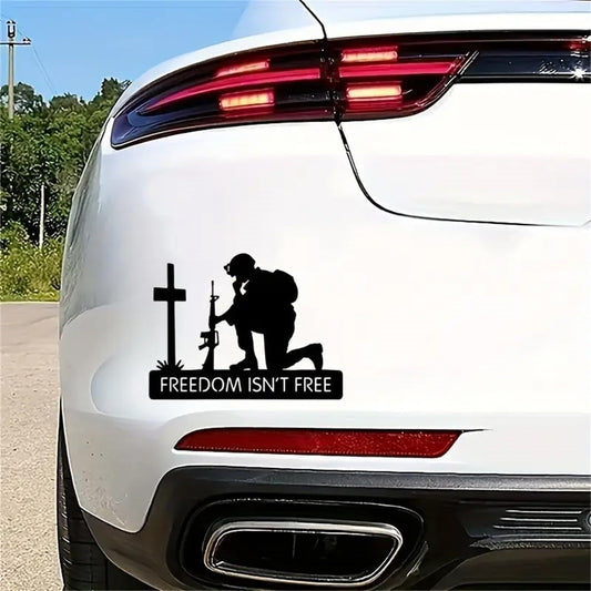 Akshar Arts Bhuwana Freedom Isn’t Free Soldier Vinyl Sticker – Military Tribute Car Decal, Waterproof & Weatherproof Patriotic Sticker for Cars, Trucks, Laptops, Windows – Fallen Soldier Memorial (7" x 5.3")
