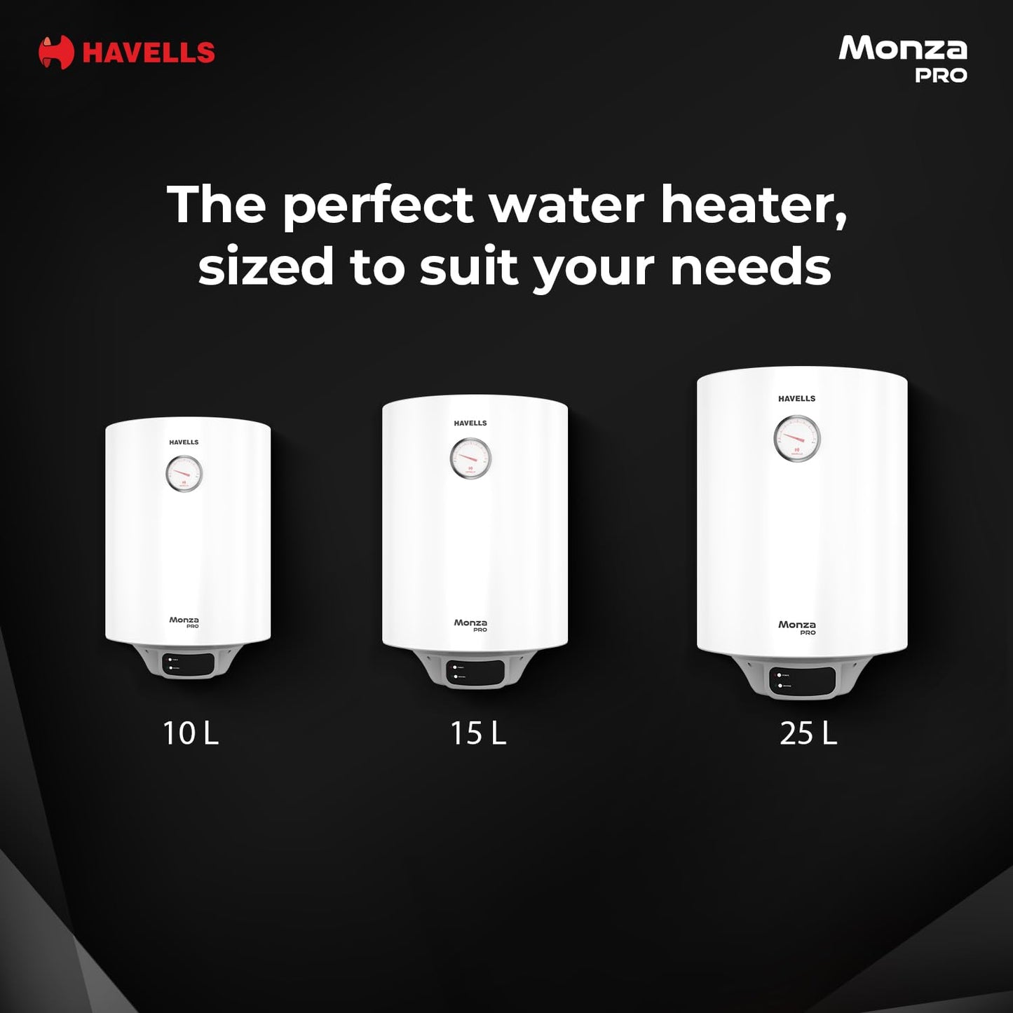 Havells Monza Pro 15L Storage Water Heater(Geyser)|Faster Heating|Safer to use|Saves electricity|Engineered for Hard Water|Endurashield Coated Anti Rust Tank|Whirlflow Technology|High Rise suitable