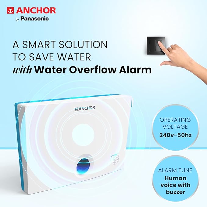 Anchor by Panasonic Water Tank Overflow Alarm Bell, Human Voice with Buzzer Water Tank Alarm Bell