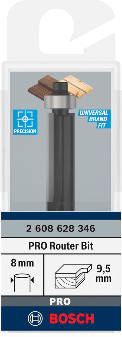BOSCH PRO Router Bit Bottom Bearing Flush Trim | Ø9.5xL25.4xS8mm | Engineered for Professionals | Clean, Precise Cuts in Wood & Composites | Long-Lasting Carbide Blade | Universal Fit