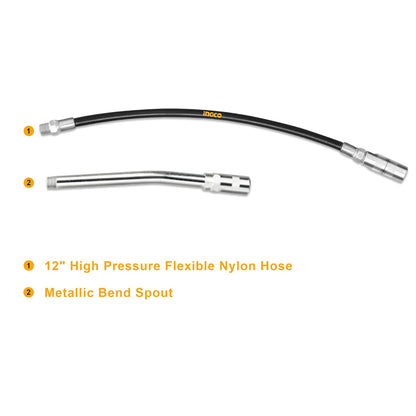 INGCO Grease Gun, Heavy Duty Pistol Grip Grease Gun with Hose, High Performance Grease Gun,Mini Gun Grease