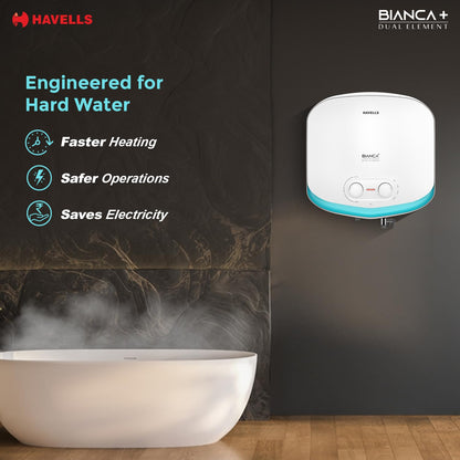 Havells All New Bianca+ 10L 5 Star 3-in-1 Convertible Storage Water Heater(Geyser)|Dual Element|33% Fast Heating|Shock Safe Plug|7 Year Tank & 5 Year element Warranty|Free Installation & Flexi pipe