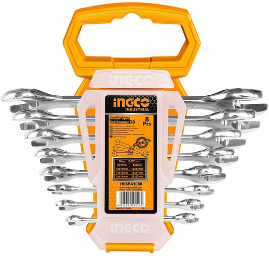 INGCO Double Open End Spanner Set, 8pcs Double Open End Spanner Set, Fine polished
