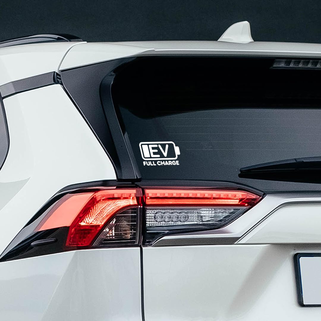 Akshar Arts Bhuwana EV Symbol Sticker for Electric Car Windows, Sides, and Rear Glass Decals (White)